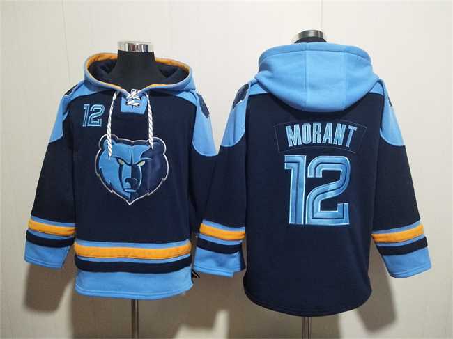 Men's Memphis Grizzlies #12 Ja Morant Navy Ageless Must-Have Lace-Up Pullover Hoodie,We sell and wholesale Men's Memphis Grizzlies #12 Ja Morant Navy Ageless Must-Have Lace-Up Pullover Hoodie on line form chian!
